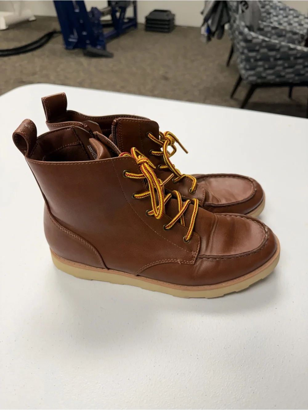 Cat & Jack Lace Up Leather Brown Boots size 6